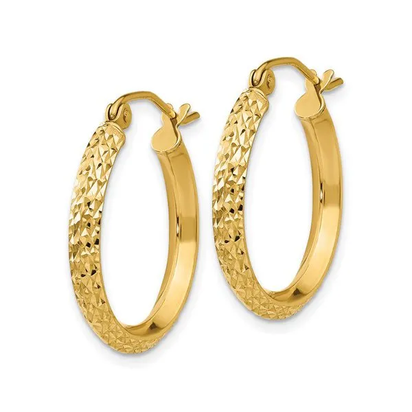 10K Yellow Gold Knife Edge Diamond Cut Hoop Earrings