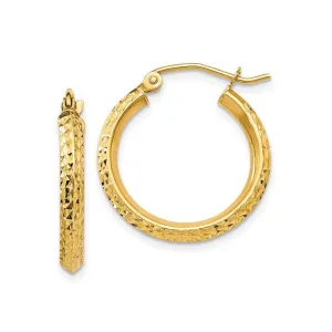 10K Yellow Gold Knife Edge Diamond Cut Hoop Earrings
