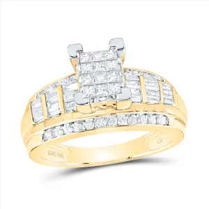 10kt Yellow Gold Womens Princess Diamond Cindy's Dream Cluster Bridal Wedding Engagement Ring 7/8 Cttw - Size 7