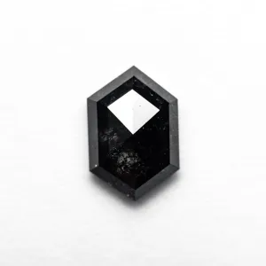 1.43 CARAT BLACK SPECKLED ROSE CUT HEXAGON DIAMOND
