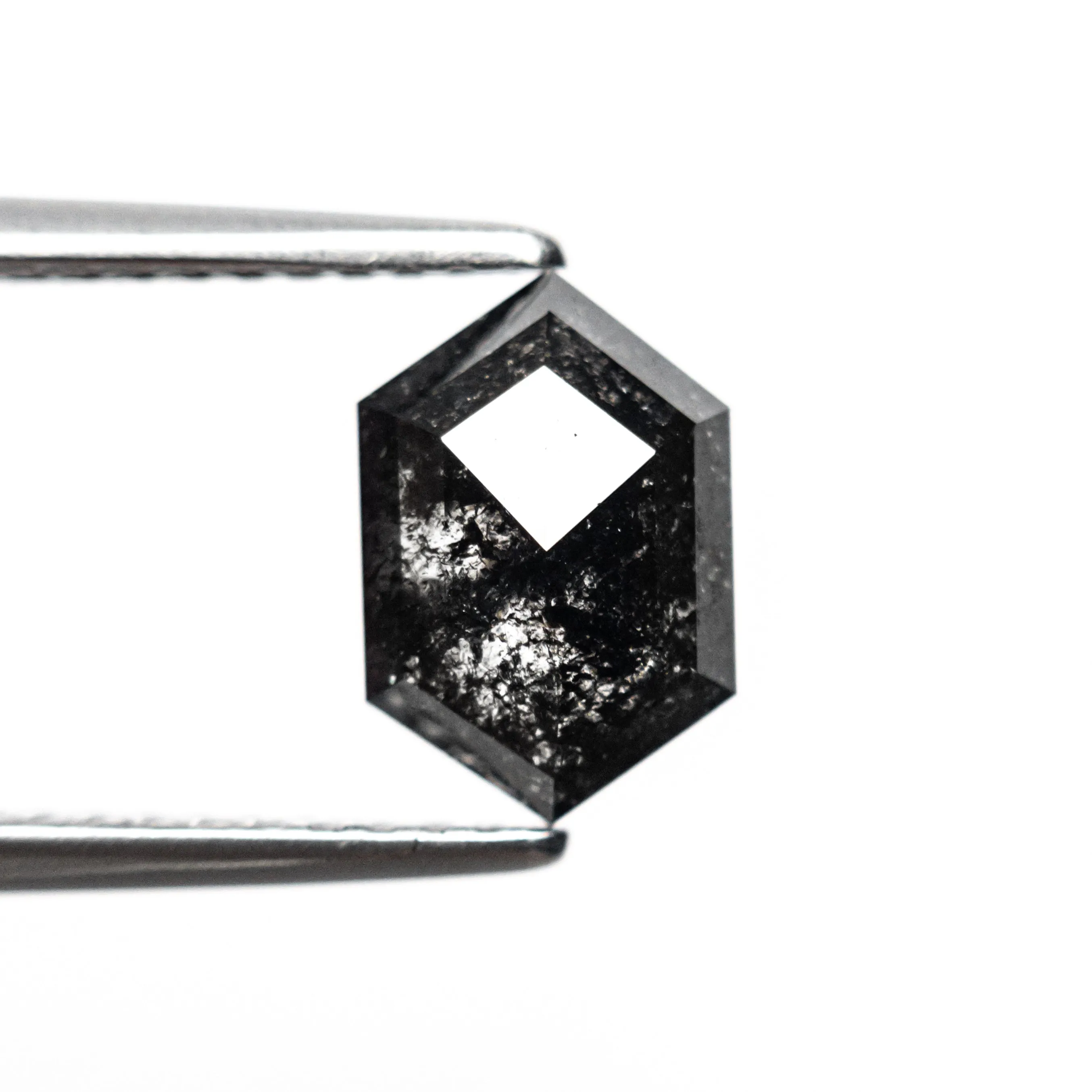 1.43 CARAT BLACK SPECKLED ROSE CUT HEXAGON DIAMOND