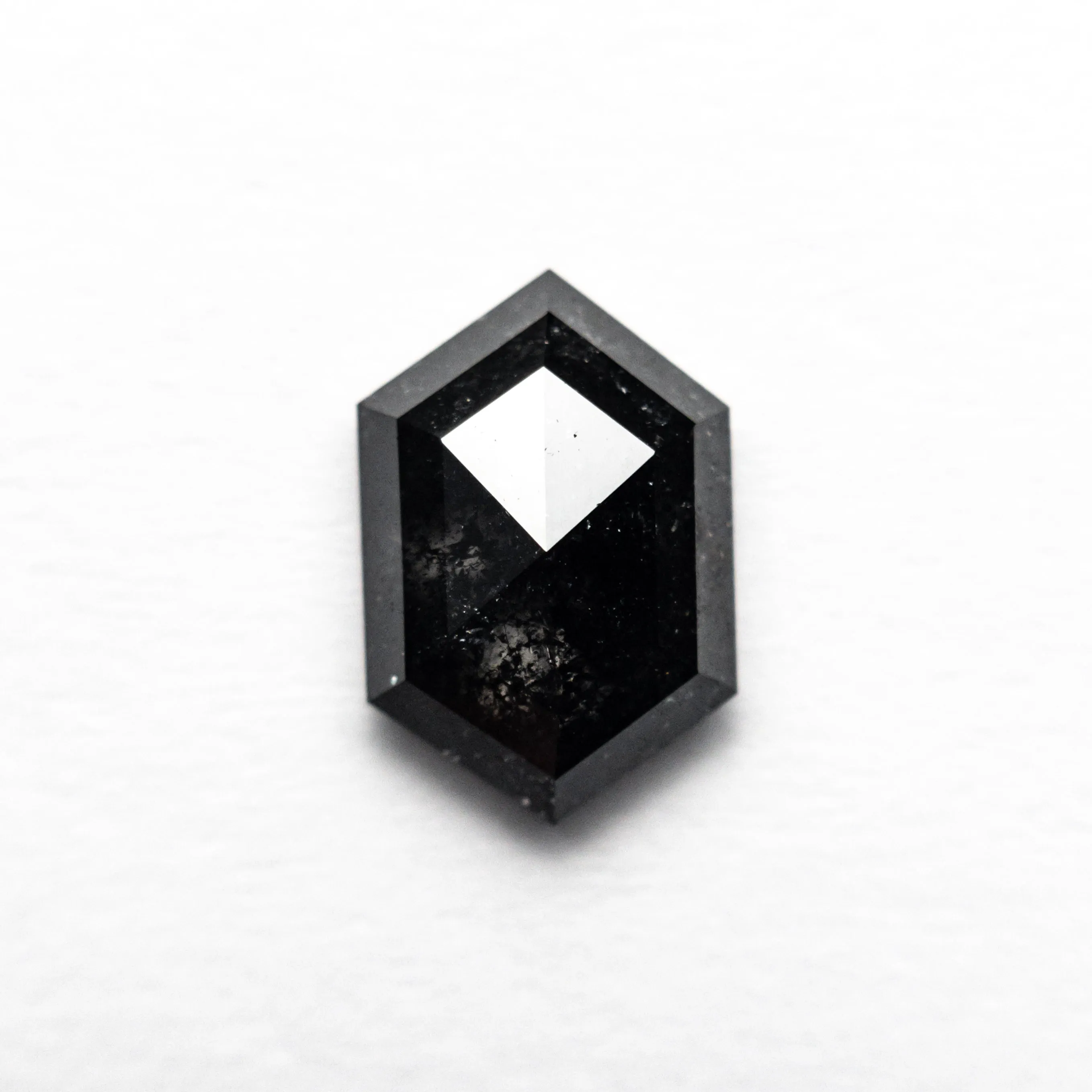 1.43 CARAT BLACK SPECKLED ROSE CUT HEXAGON DIAMOND