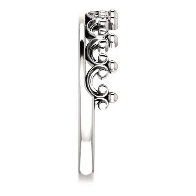 14K White Gold Stackable Crown Ring