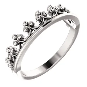 14K White Gold Stackable Crown Ring