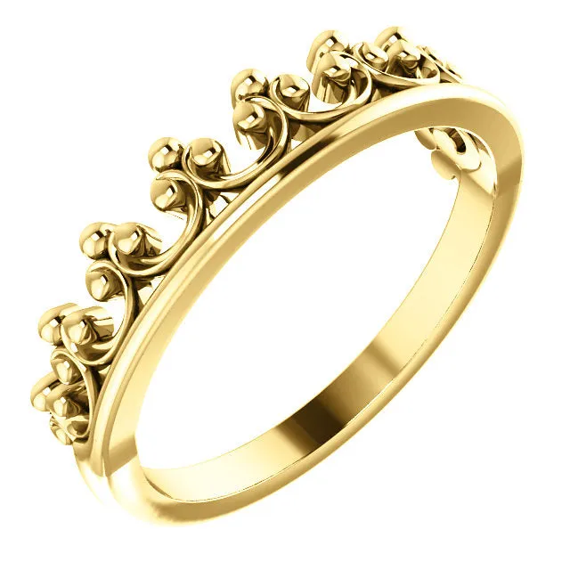 14K White Gold Stackable Crown Ring