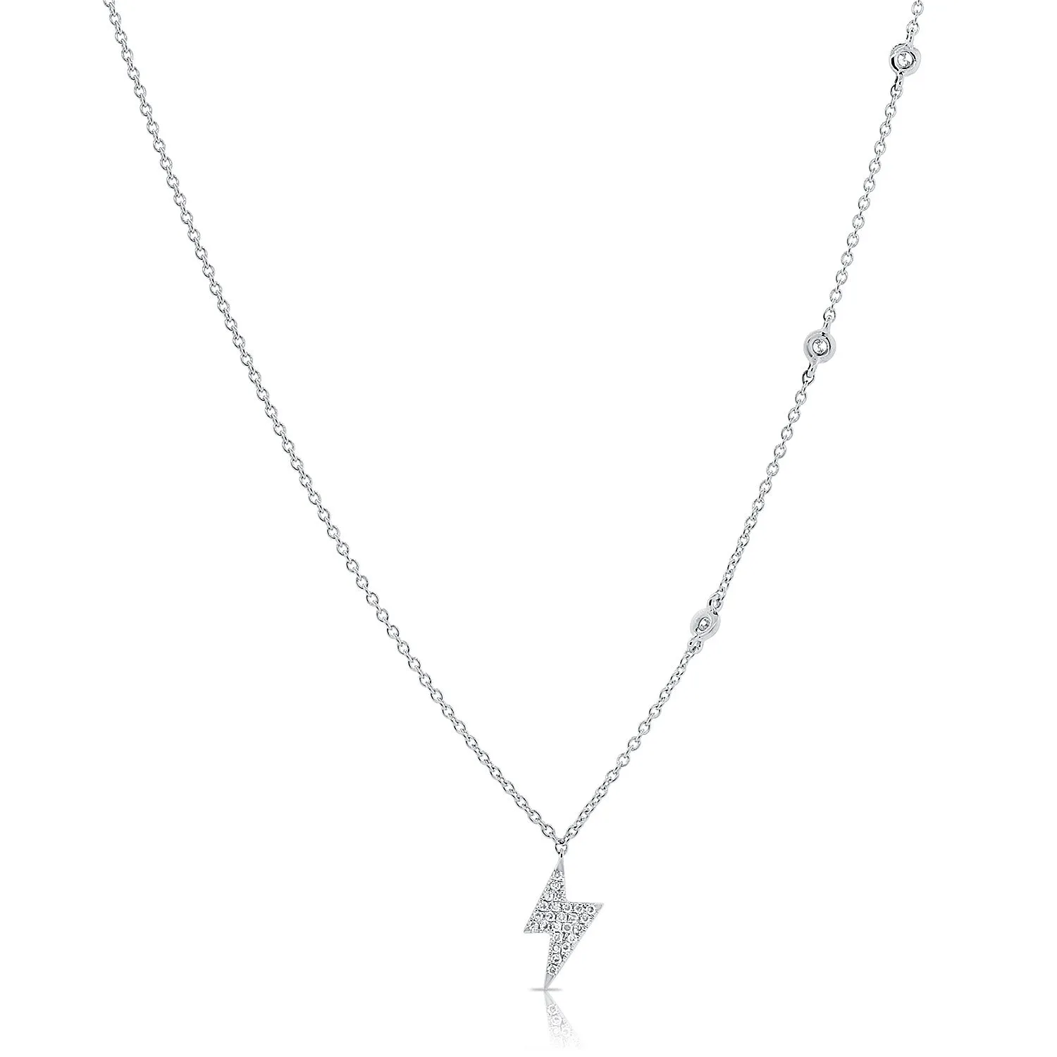 14K Yellow Gold Diamond Lightning Bold Diamond Necklace