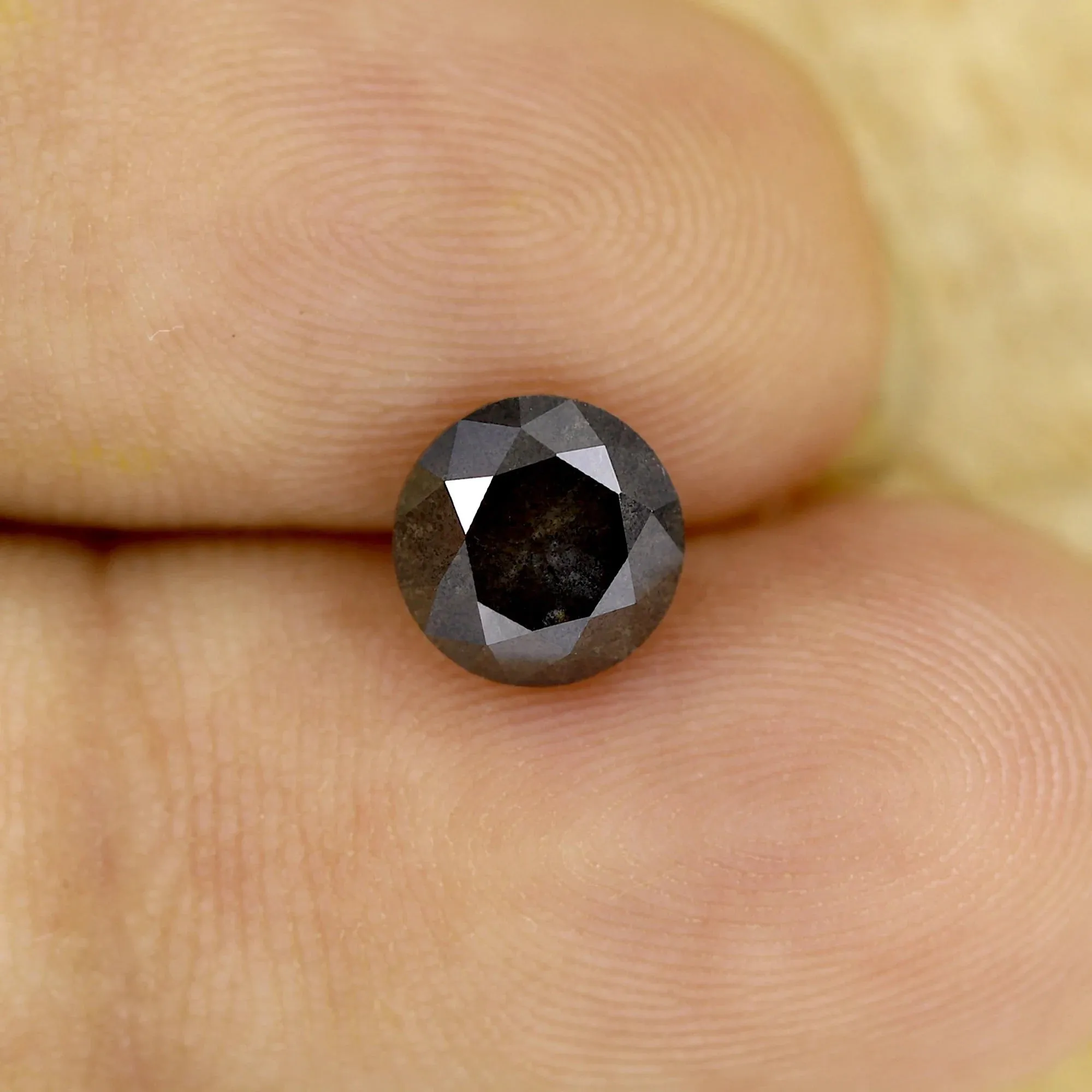 1.75ct Round Natural Blackish Grey Brilliant Cut Loose Diamond