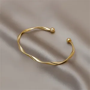 18K Gold-Plated Curved Waves Cuff