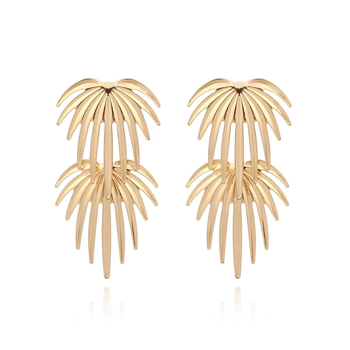 18K Gold-Plated Dual Coconut Tree Drop Earrings