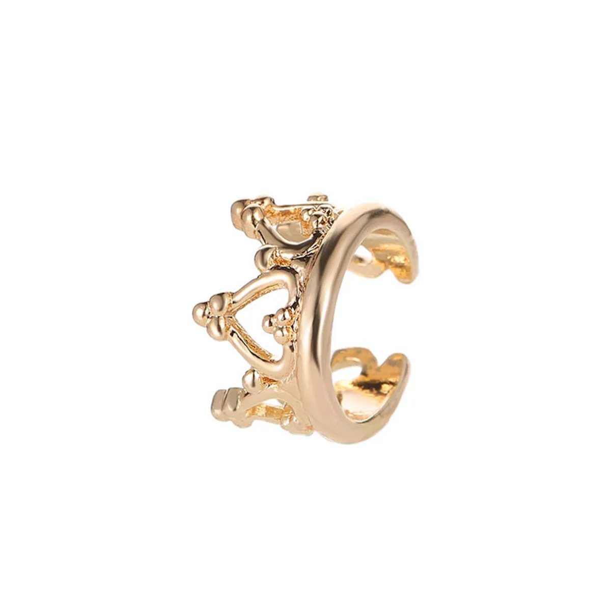 18K Gold-Plated Heart Crown Ear Cuff