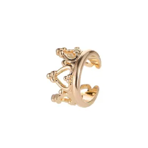 18K Gold-Plated Heart Crown Ear Cuff