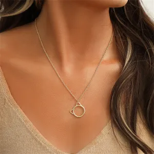 18K Gold-Plated Kitty Open Pendant Necklace