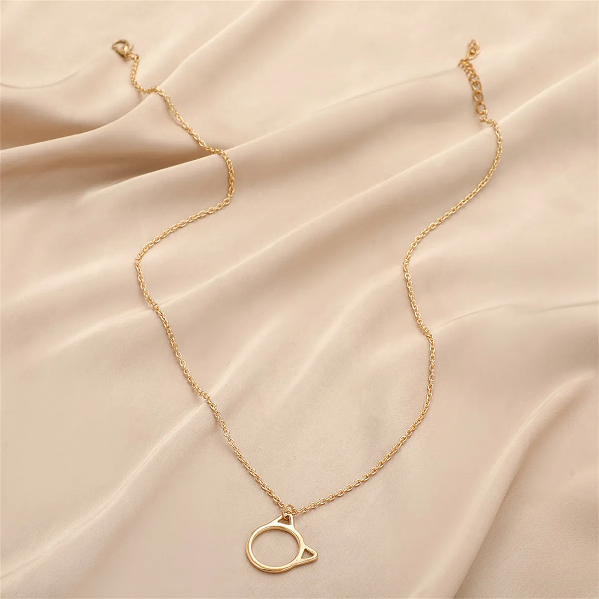 18K Gold-Plated Kitty Open Pendant Necklace