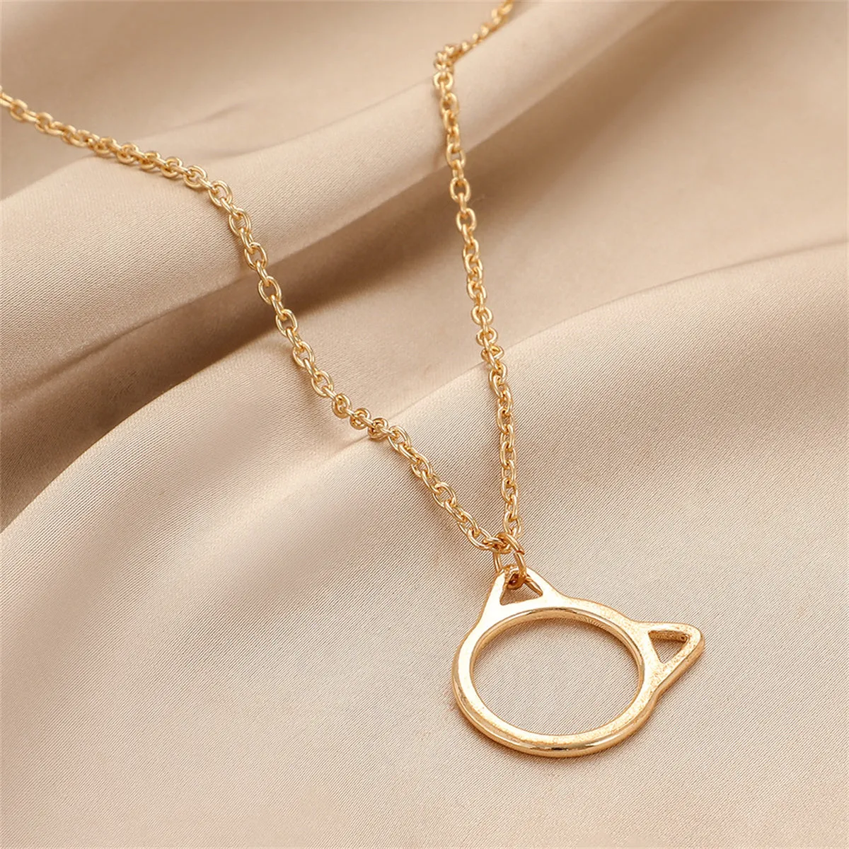 18K Gold-Plated Kitty Open Pendant Necklace