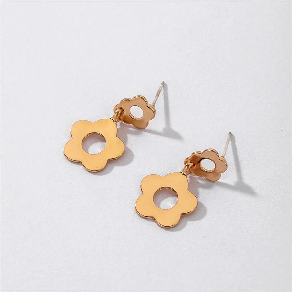 18K Gold-Plated Openwork Floral Drop Earrings