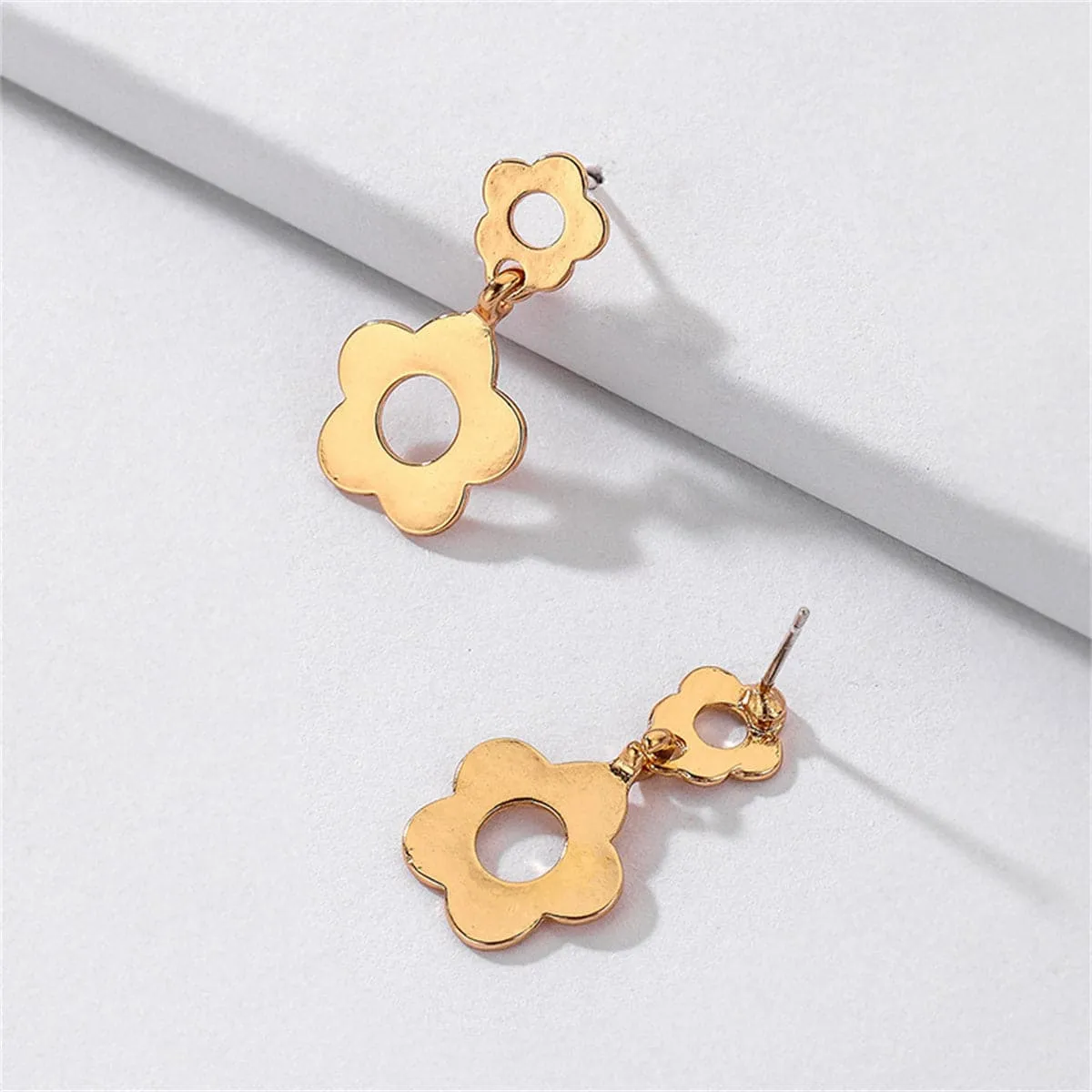 18K Gold-Plated Openwork Floral Drop Earrings