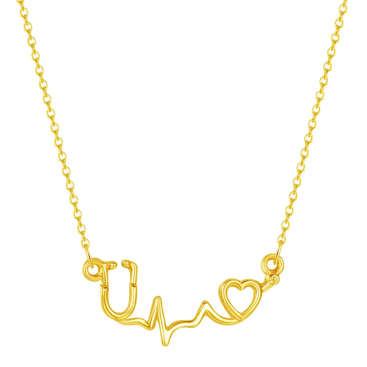 18K Gold-Plated Stethoscope Pendant Necklace