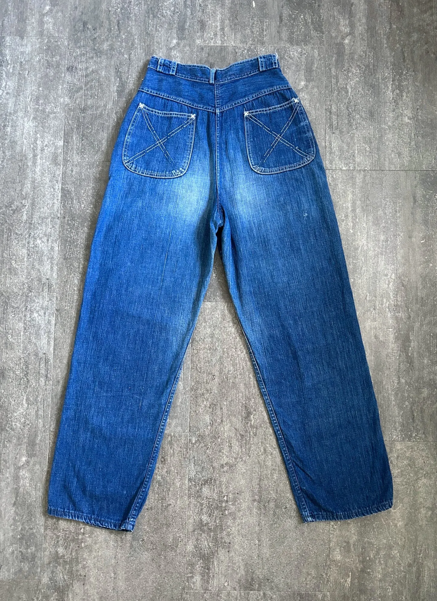 1950s side zip jeans . vintage 50s denim pants . 25-26 waist