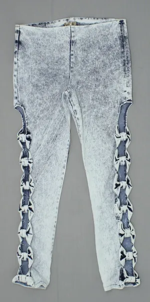36 Point 5 Women's Bleach Wash Bow Side Denim Jeggings Jeans