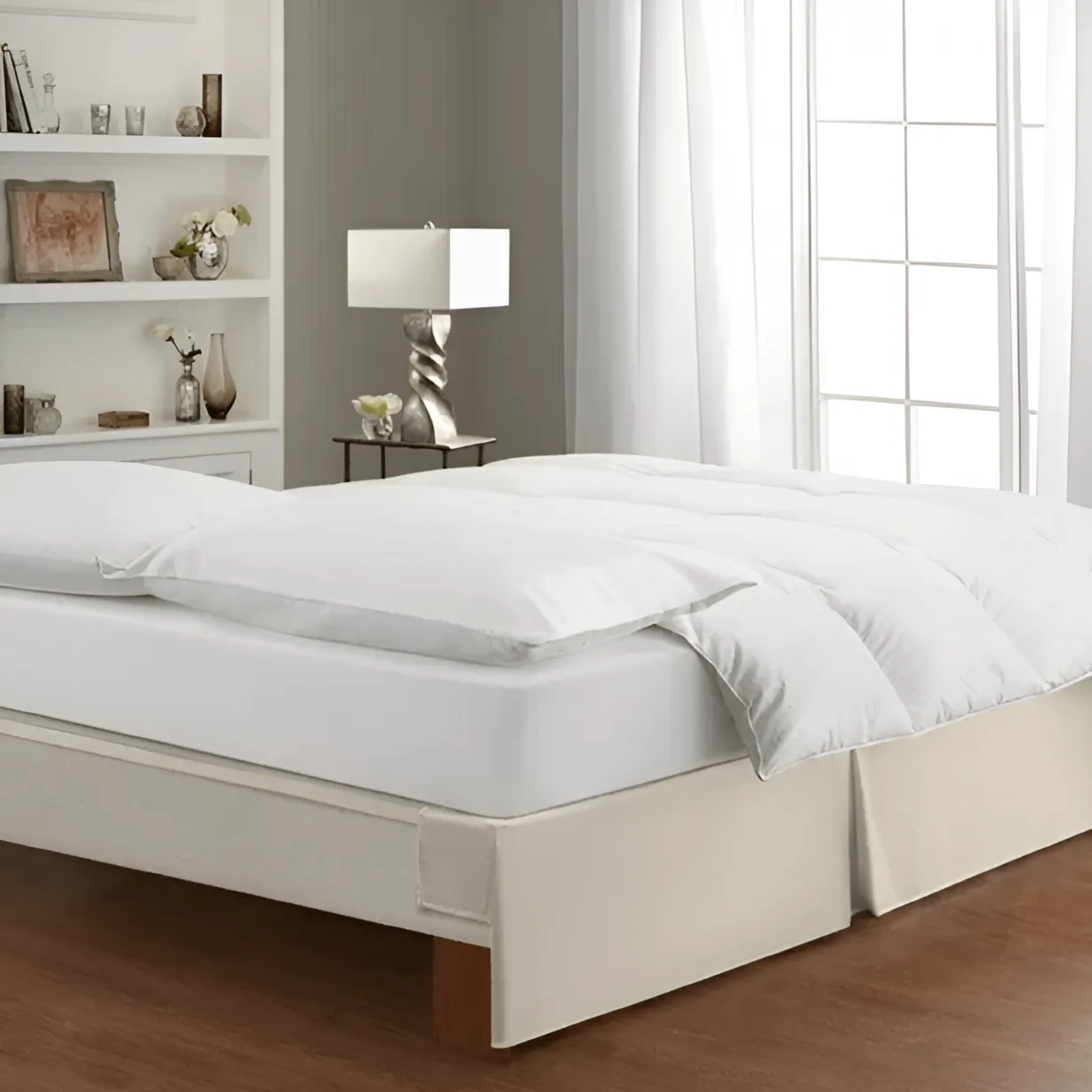 400TC Sateen Solid Cotton Wrap Around Tailored Bed Skirt