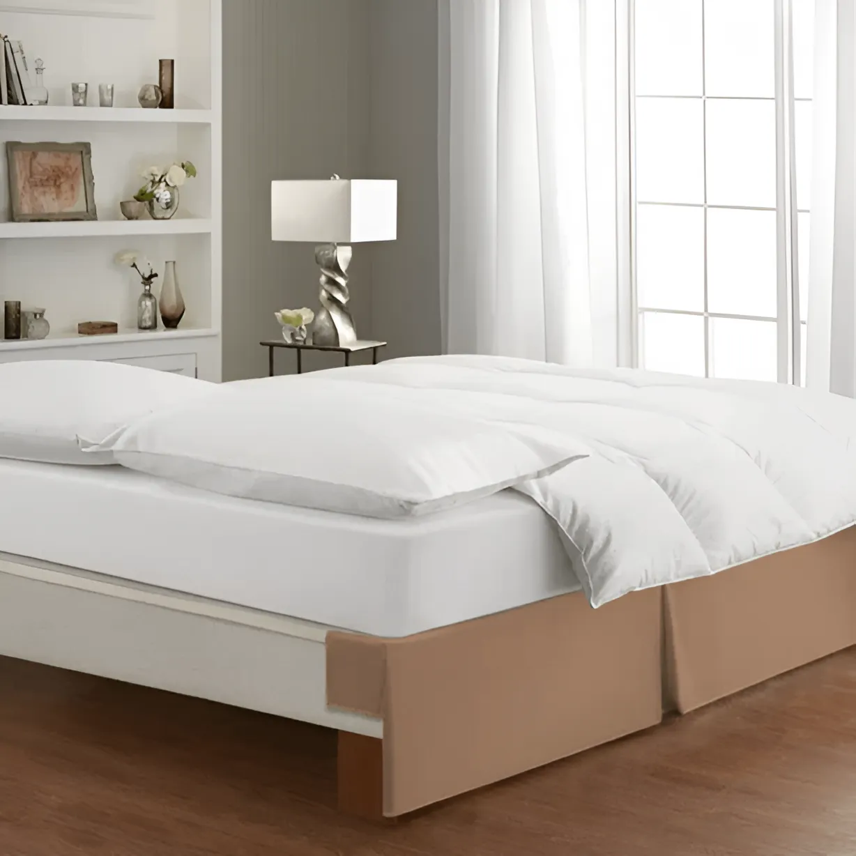 400TC Sateen Solid Cotton Wrap Around Tailored Bed Skirt