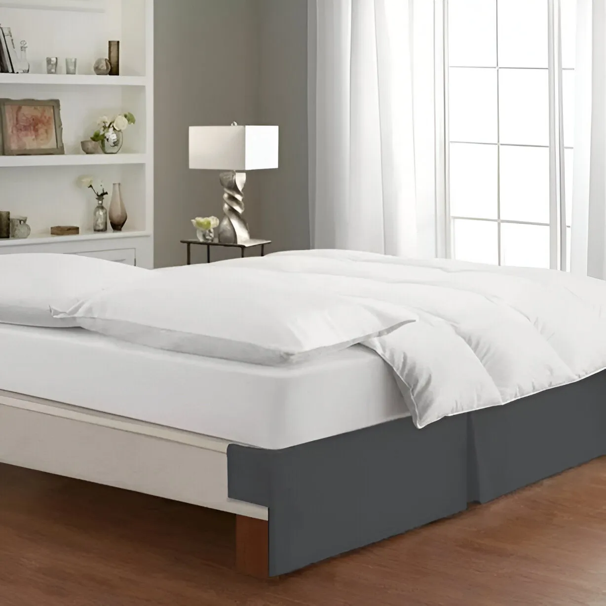400TC Sateen Solid Cotton Wrap Around Tailored Bed Skirt