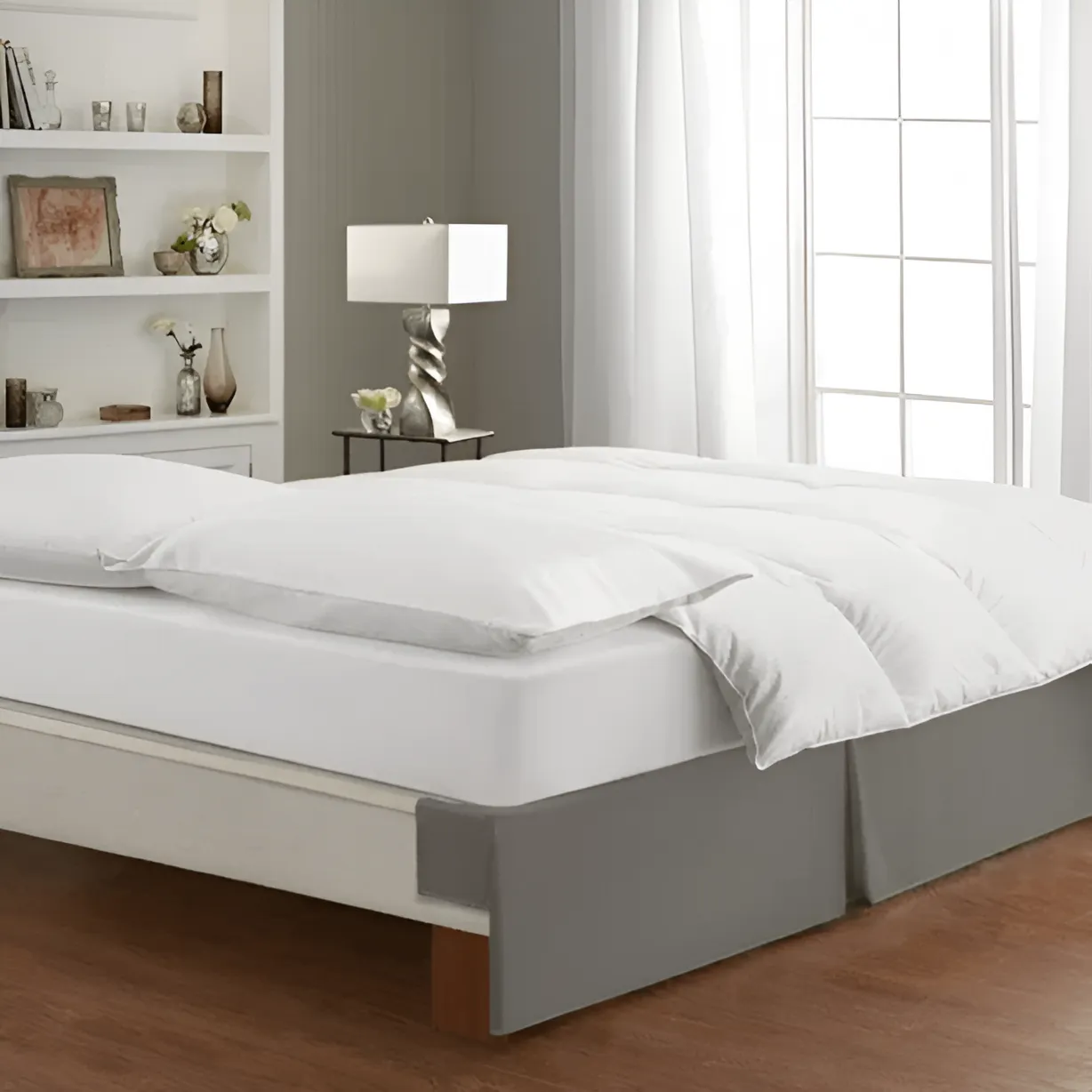 400TC Sateen Solid Cotton Wrap Around Tailored Bed Skirt