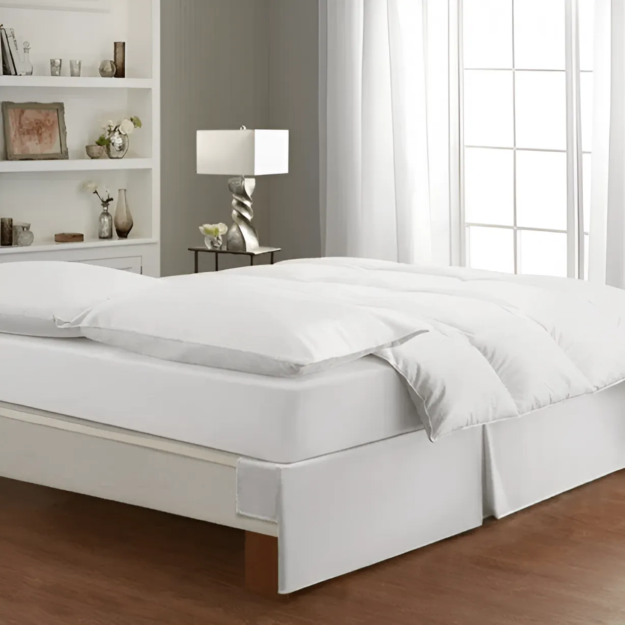 400TC Sateen Solid Cotton Wrap Around Tailored Bed Skirt