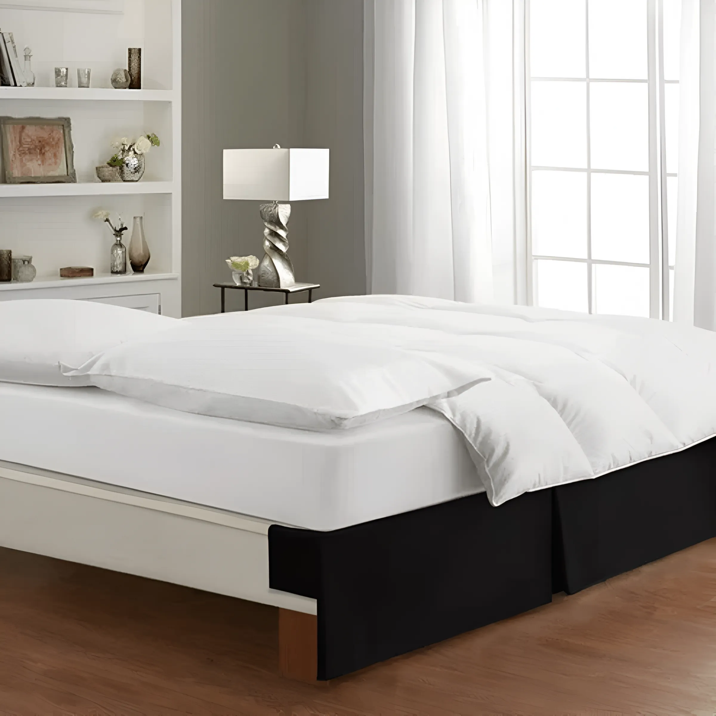 400TC Sateen Solid Cotton Wrap Around Tailored Bed Skirt