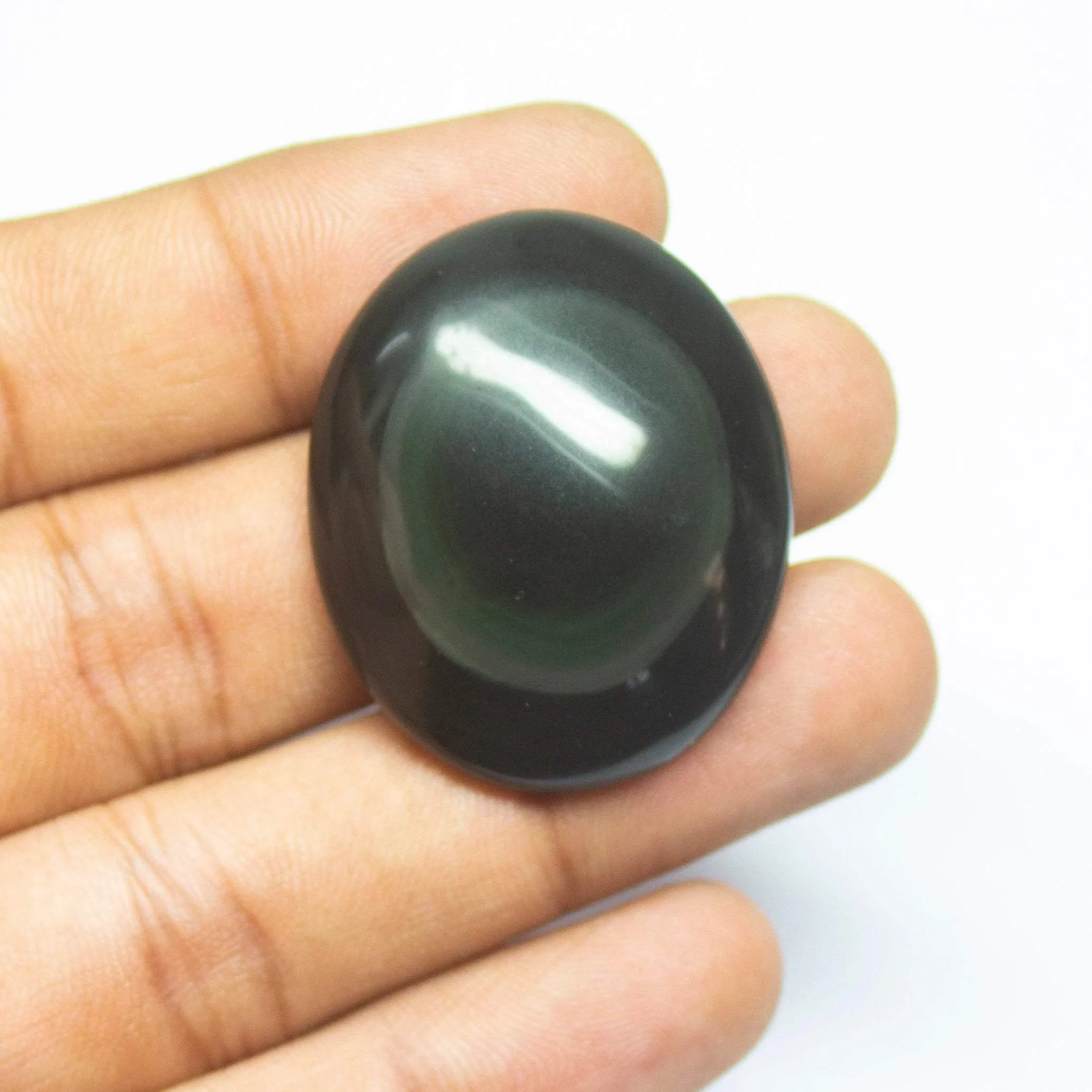 62 carats, 36x30x10mm, Rainbow Obsidian Smooth Plain Oval Cabochon Loose Gemstone