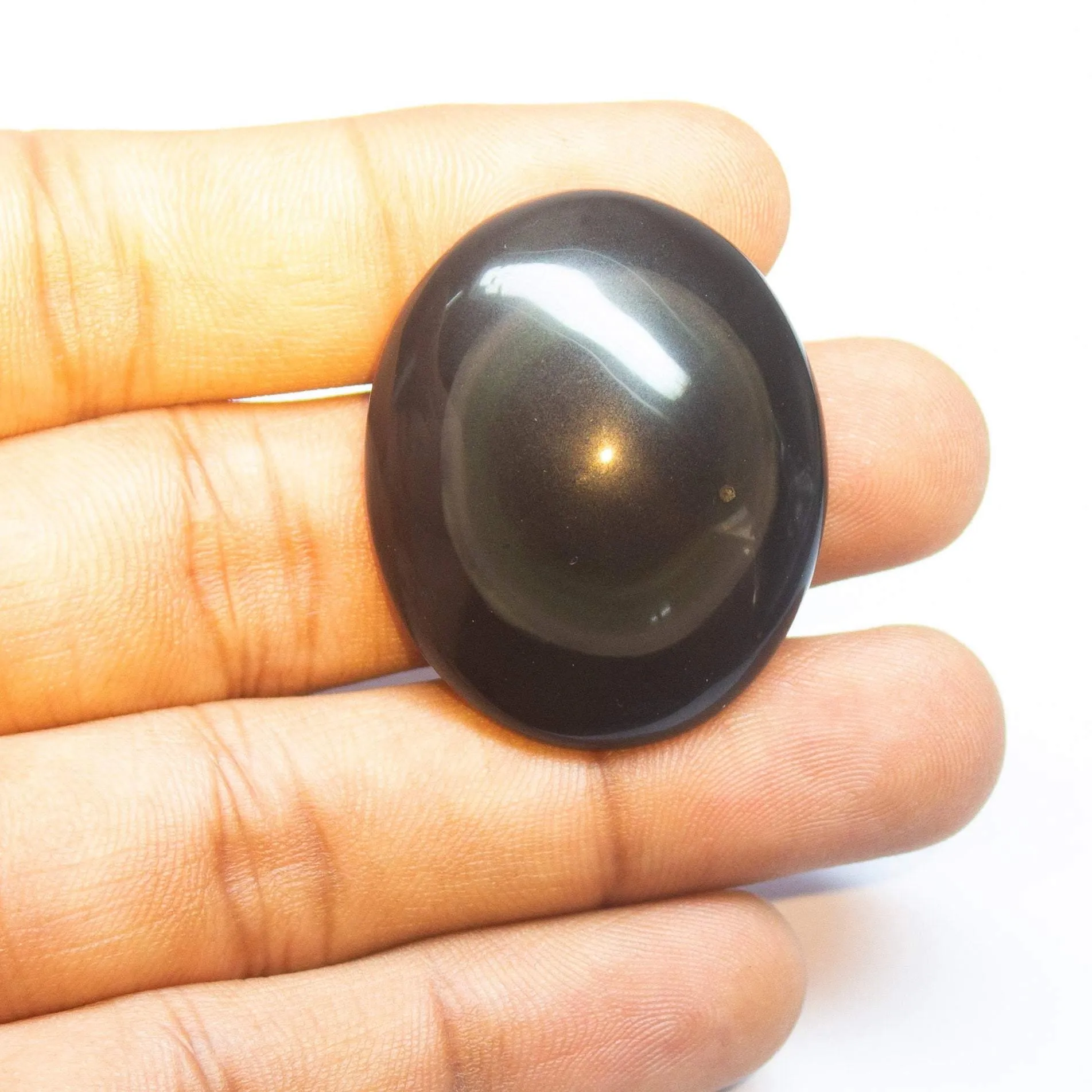 62 carats, 36x30x10mm, Rainbow Obsidian Smooth Plain Oval Cabochon Loose Gemstone