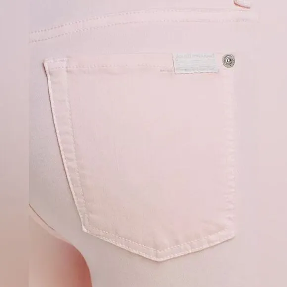 7 For All Mankind Ankle Skinny Jean with Released Hem in Sunrise Pink, size 27