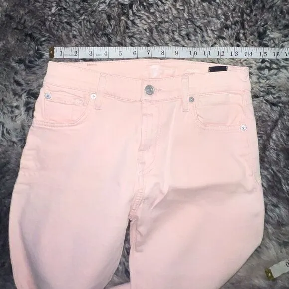 7 For All Mankind Ankle Skinny Jean with Released Hem in Sunrise Pink, size 27
