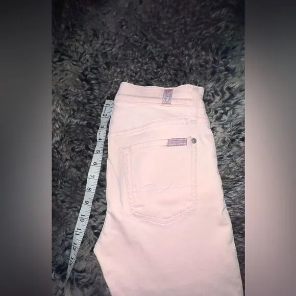 7 For All Mankind Ankle Skinny Jean with Released Hem in Sunrise Pink, size 27