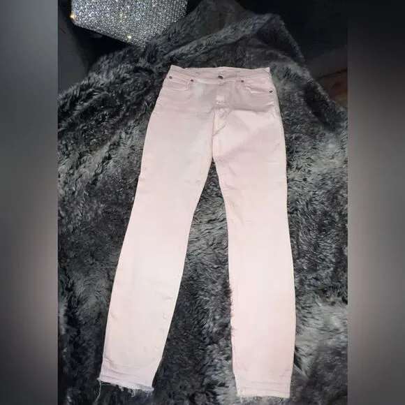 7 For All Mankind Ankle Skinny Jean with Released Hem in Sunrise Pink, size 27
