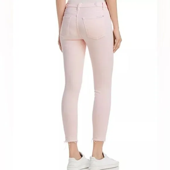 7 For All Mankind Ankle Skinny Jean with Released Hem in Sunrise Pink, size 27