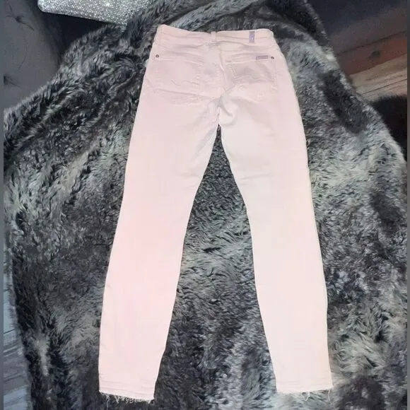 7 For All Mankind Ankle Skinny Jean with Released Hem in Sunrise Pink, size 27