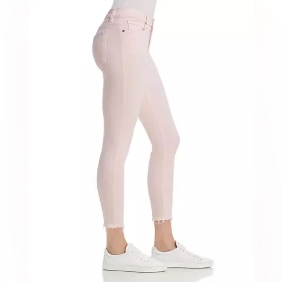 7 For All Mankind Ankle Skinny Jean with Released Hem in Sunrise Pink, size 27