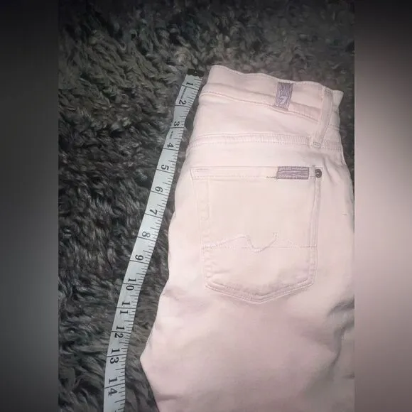 7 For All Mankind Ankle Skinny Jean with Released Hem in Sunrise Pink, size 27