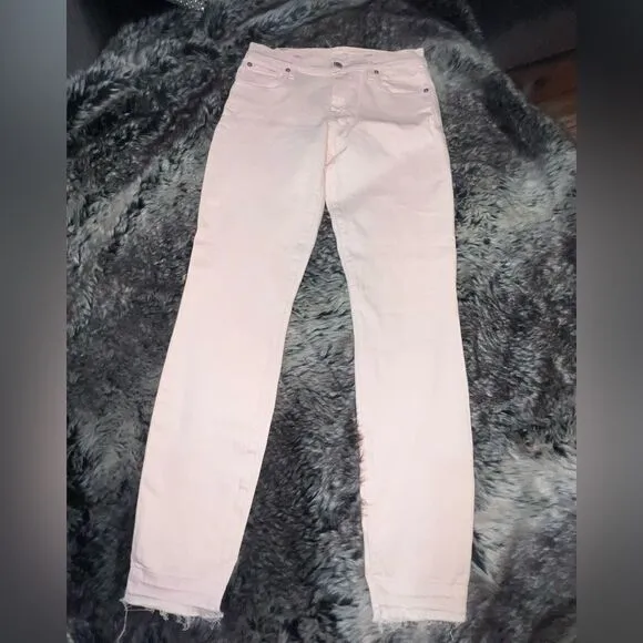 7 For All Mankind Ankle Skinny Jean with Released Hem in Sunrise Pink, size 27