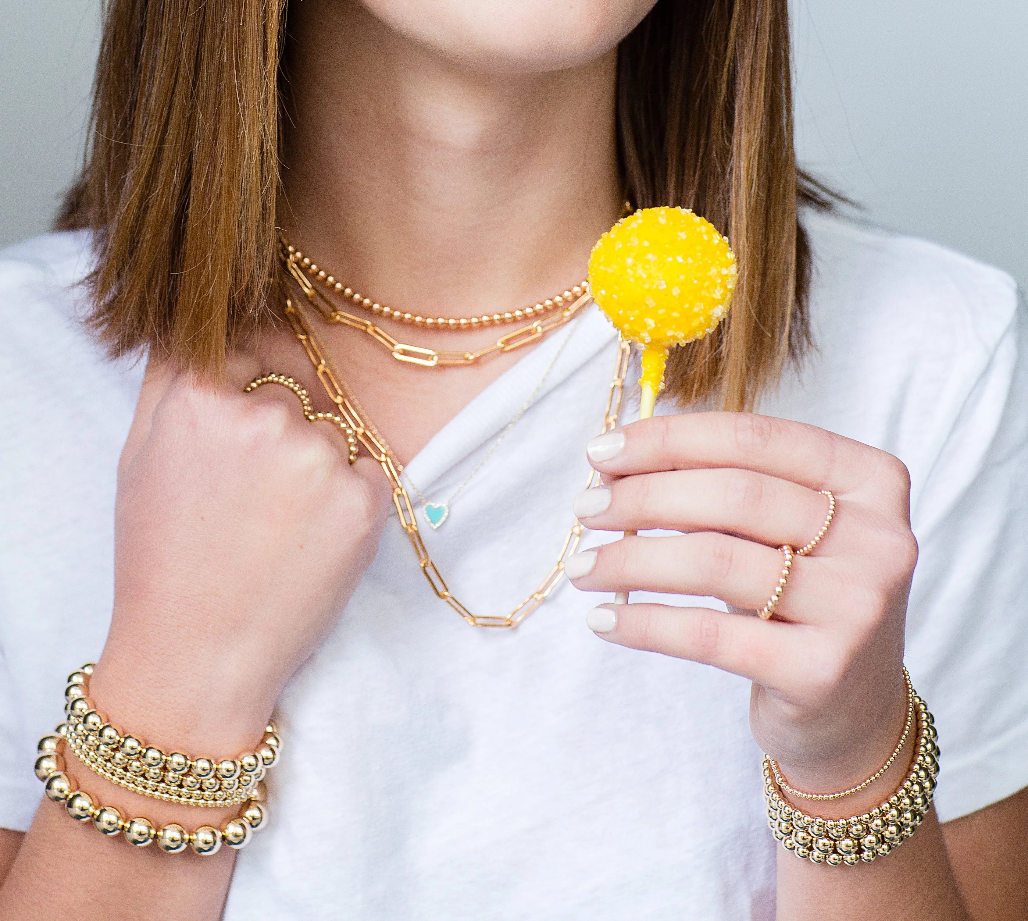 8mm 14k Yellow Gold Filled Bead Bracelet