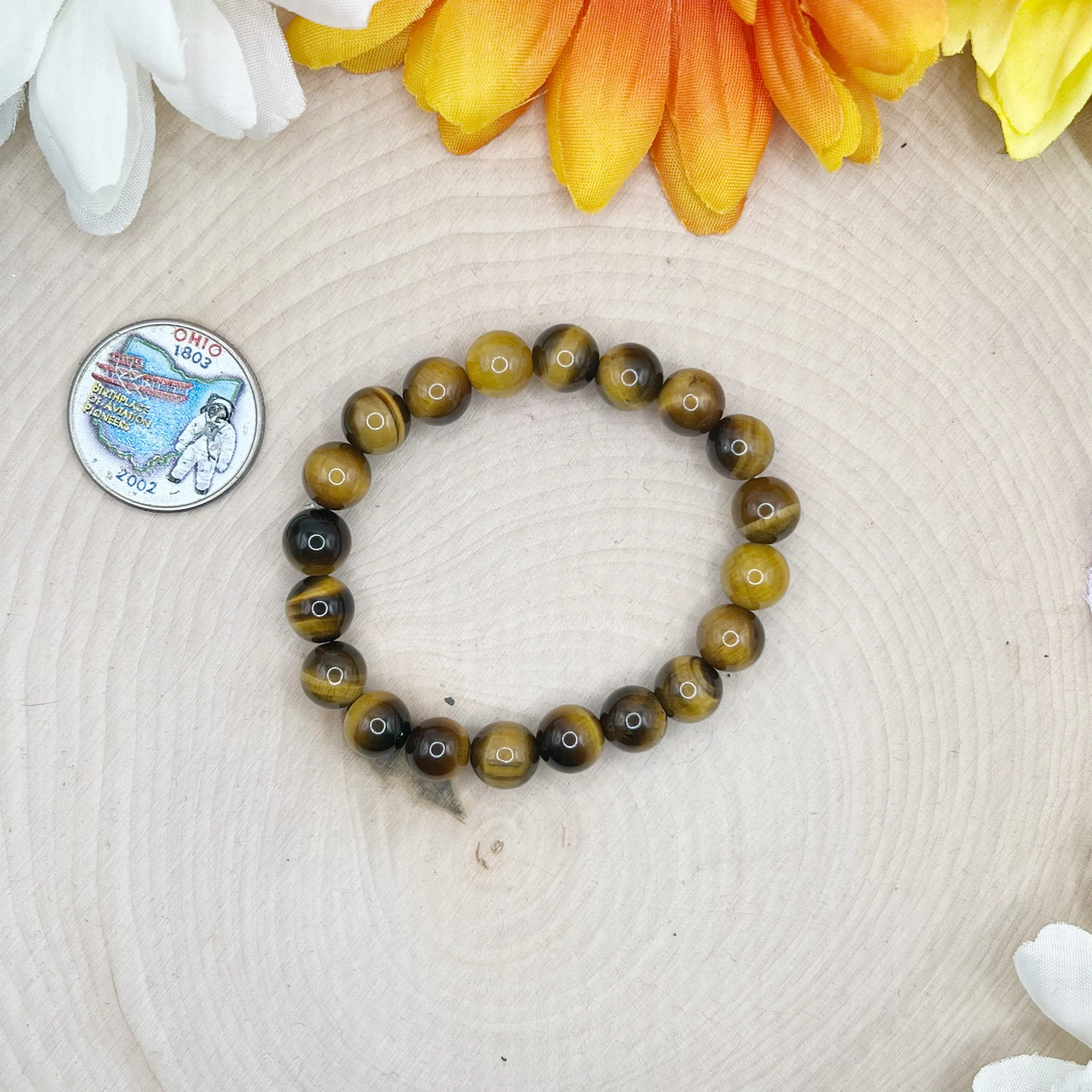 8mm Tigers Eye Stretch Bracelet, Wrist Size: 6 inches