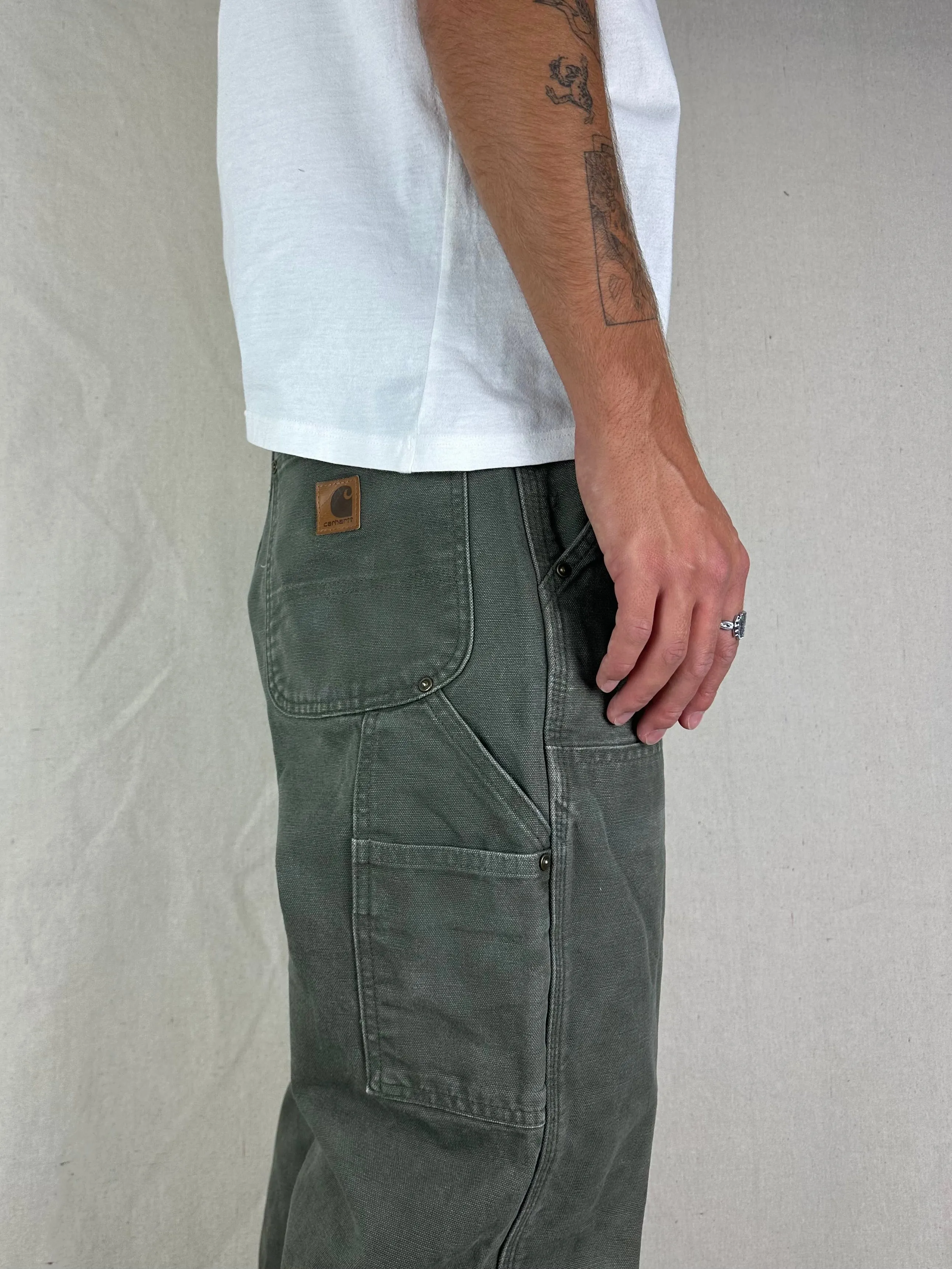 90's Carhartt Heavy Duty Double Knee Vintage Carpenter Jeans Size 31x32
