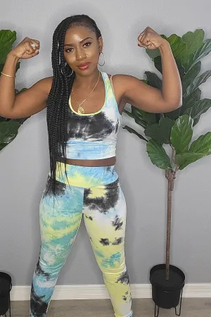 Active Wear Tye Dye Set (Yellow/Blue)