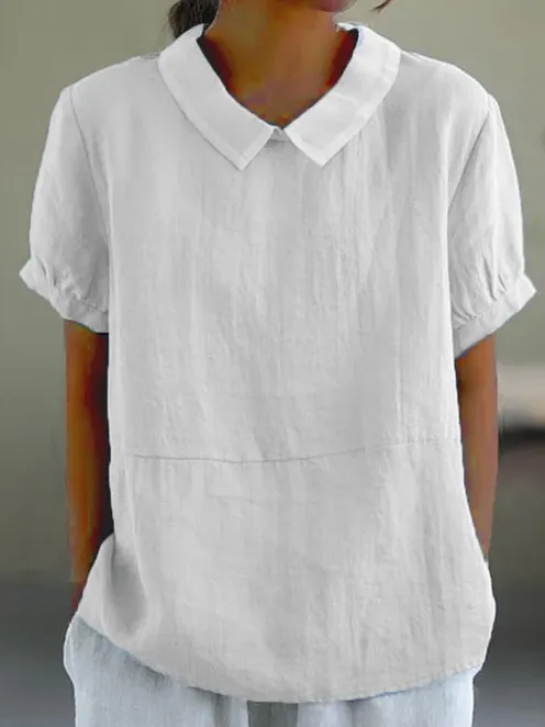 Adele - summer blouse for women, cotton, short sleeves