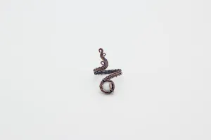 Adjustable Copper Ring with White Fused Glass Accent