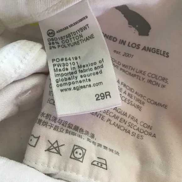 AG ADRIANO GOLDSCHMIED Ex-boyfriend High Rise Jeans Slouchy Slim White Size 29