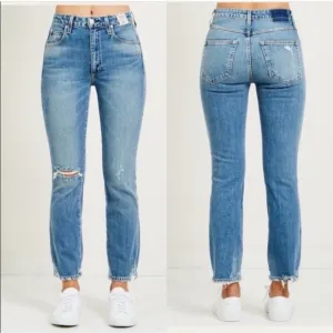 AMO Bella Wild One High Rise Blue Distressed Jeans