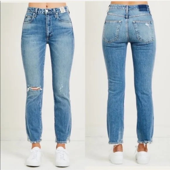 AMO Bella Wild One High Rise Blue Distressed Jeans