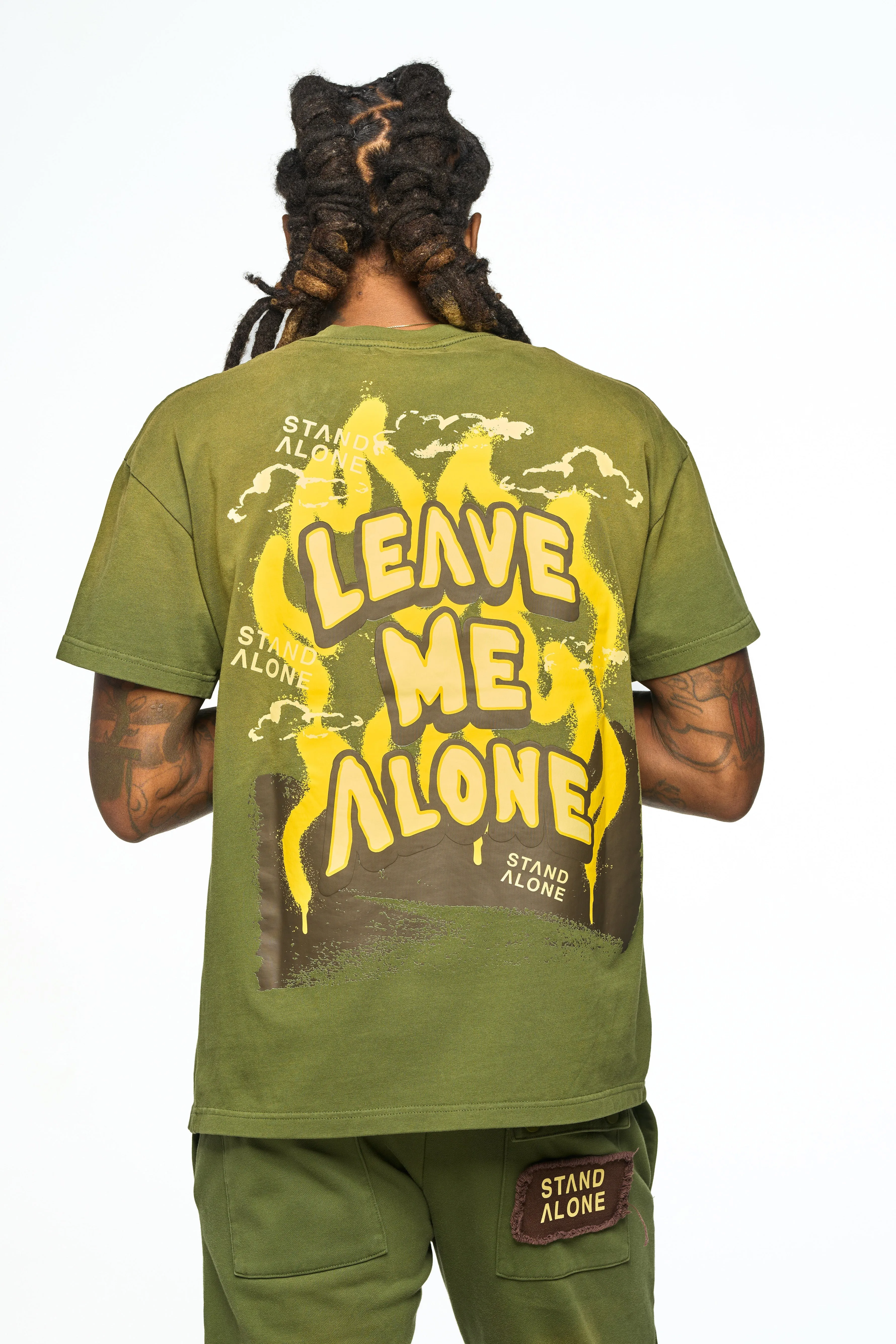 AOLOGNE LEAVE ME AOLOGNE OLIVE SS TEE (OLIVE)